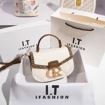 Луксозна марка 2023, модни висококачествена чанта на седлото Lingge, градска минималистичная модерна дамска чанта за през рамото си, през рамо