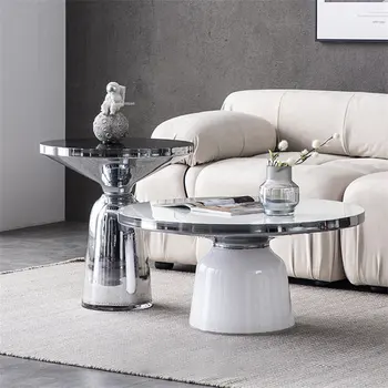 Минималистичная Модерна комбинация от Стъклени масички за обзавеждане на хола Nordic Ins Creative Side Table Round Tables D