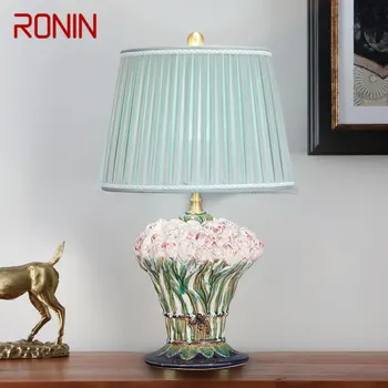 Модерна керамична настолна лампа RONIN, креативната led настолна лампа с цветя за дома, хол, спалня, кабинет