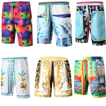 Мъжки Летни плажни панталони с 3D принтом, трендови Ежедневните Свободни Плажни шорти с завязками в хавайски стил за мъже