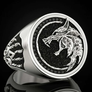 Мъжки пръстен с вълк, бижута, пънк-пръстен от неръждаема стомана, пръстен викинга, магьосник, войн, ловец, пръстени с волчьей главата, подарък за мъже