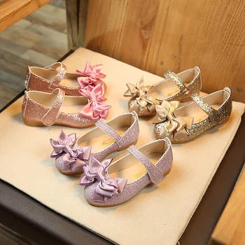 обувки за момичета Новост 2023 г.; кожени обувки на принцесата с кристали за момичета; танцови обувки на плоска подметка; детски обувки за изпълнения