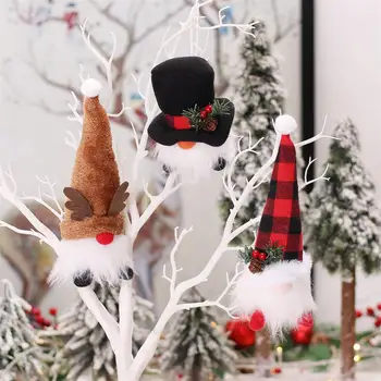 Окачване-джудже, цветни led подсветка, Безлични кукла, Коледна елха, украса-джуджета, Светлинен Cartoony плюшено декор, Сладък Коледен висулка