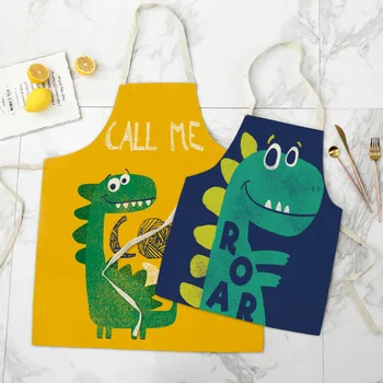 Престилка без ръкави, с модел на динозавър за родители и деца, Кухненски принадлежности за приготвяне на барбекю, инструменти за почистване на дома