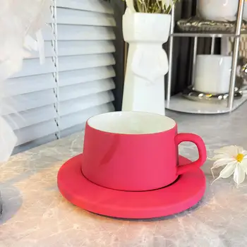 Скандинавска керамична чаша, чашата за кафе, чаша за пиене, голям капацитет, проста чаена чаша за домашния офис, розово-червена чаена чаша, чаши и чаши