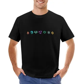 Тениска Genshin Impact Elements, забавни тениски, великолепна тениска, тениски по поръчка, създайте своя собствена мъжка тениска