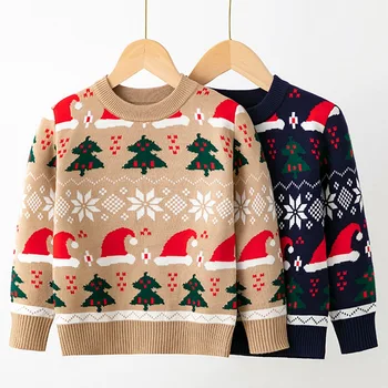 Топло и уютно: Детски Възли пуловери с елени на зима, есен, Коледа, от 2 до 6 години, Бебешки възли пуловер за Коледа