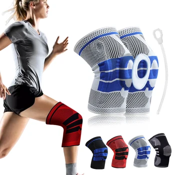 Цельнокроеный силикон бандаж за капачката на коляното, медиално подкрепа, силна защита от притискане на менискуса, спортни коленете, кошница за бягане
